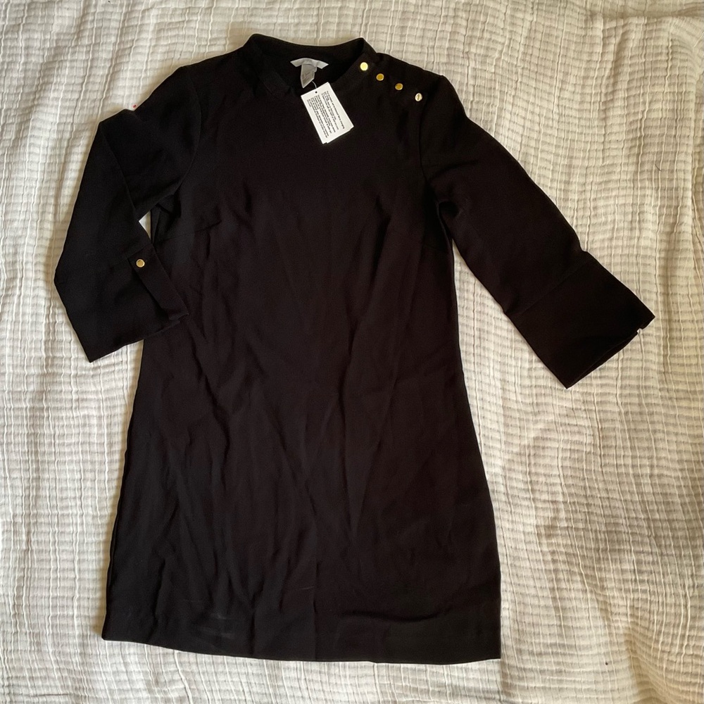H&M Black Dress with Gold Button Accents
